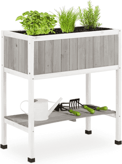 Relaxdays Huerto Urbano Madera con balda de herramientas