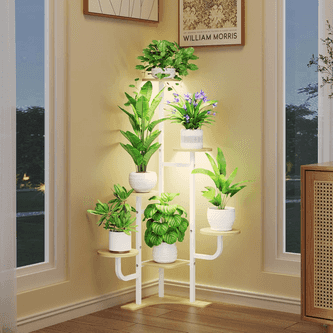 Homsorout soporte esquinero con luz de crecimiento 6 niveles