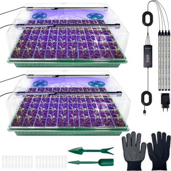 VEEKAY Kit 2 Semilleros Mini Invernadero con Luz 120 Celdas