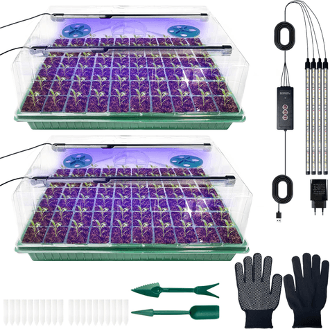 VEEKAY Kit 2 Semilleros Mini Invernadero con Luz 120 Celdas